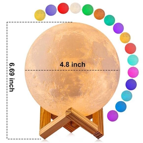 Moon Lamp, 16 Colors LED Night Light for Kids 3D Printing Moon Light - Picture 5 of 8